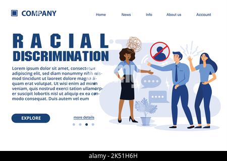 Illustration de discrimination raciale adaptée à la page d'arrivée Web, à l'interface utilisateur, à l'application mobile, au modèle de bannière. Illustration vectorielle Illustration de Vecteur