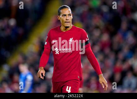 Virgile van Dijk de Liverpool pendant la Ligue des champions de l'UEFA, Group A Match à Anfield, Liverpool. Date de la photo: Mardi 4 octobre 2022. Banque D'Images