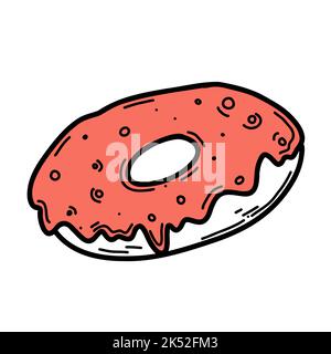 Beignet d'oedle dessiné à la main avec le dessus. Boulangerie Vector Illustration de Vecteur