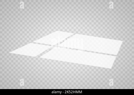 Effet d'ombre de superposition. Fenêtre transparente de superposition et ombre de stores. Effet de lumière réaliste des ombres et de l'éclairage naturel sur un transparent Illustration de Vecteur