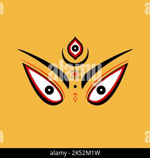 Illustration du visage de Lord Durga. Icône Shakti face. Illustration de Vecteur