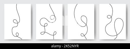 Jeu de lignes noires minimalistes. Art abstrait des lignes de flux. Illustration de Vecteur