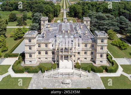 France, Seine-et-Marne, Ferrières-en-Brie, le Château (vue aérienne) Banque D'Images