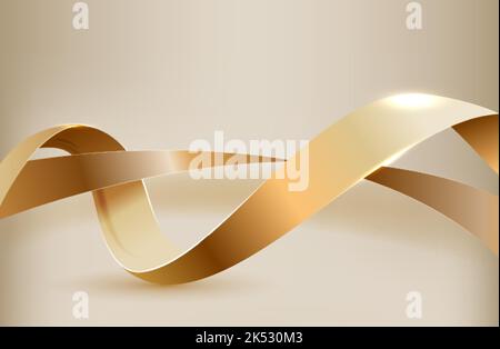 Arrière-plan élégant avec éléments en ruban doré et décoration à effet brillant. Illustration de Vecteur