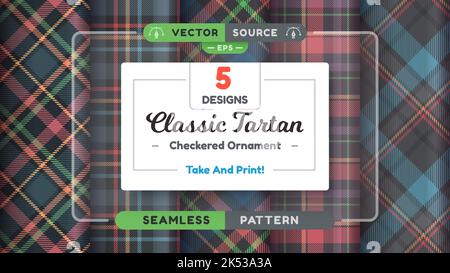 Tartan sans coutures motifs joyeux noël texture quadrillée tissu écossais. Illustration de Vecteur
