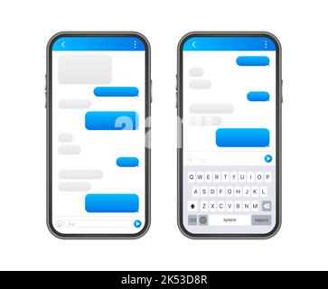 Application interface de chat avec fenêtre de dialogue. Concept Clean Mobile UI Design. SMS Messenger Illustration de Vecteur