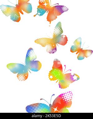 Arrière-plan avec papillons volant de couleur. Illustration vectorielle Illustration de Vecteur