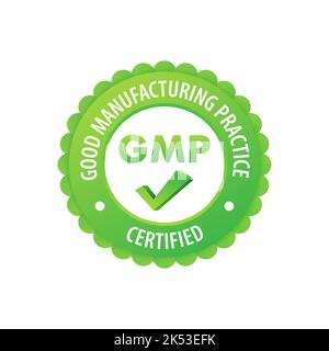 GMP - bonnes pratiques de fabrication timbre rond certifié, étiquette. Illustration vectorielle. Illustration de Vecteur