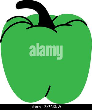 Croquis de poivre entier. Illustration de nourriture saine végétarienne. Jalapeno, poblano, poivron, serrano. Dessin de poivron vert. Illustration vectorielle Illustration de Vecteur