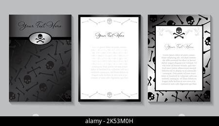 Un ensemble de cartes avec des crânes et des os Illustration de Vecteur