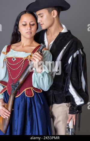 Couple de pirates historiques datant de la Renaissance ou de la Géorgie Banque D'Images