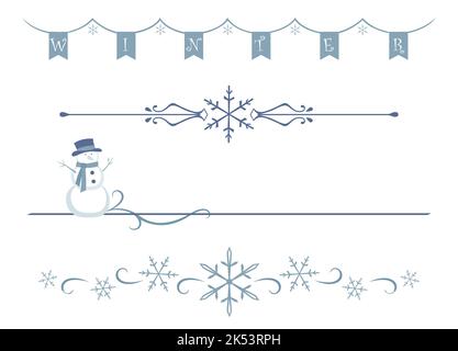 Un jeu de séparateurs de vacances d'hiver amusants Illustration de Vecteur
