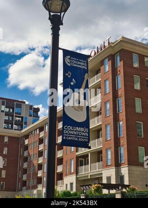 Columbus Commons Park en face des appartements Highpoint Banque D'Images