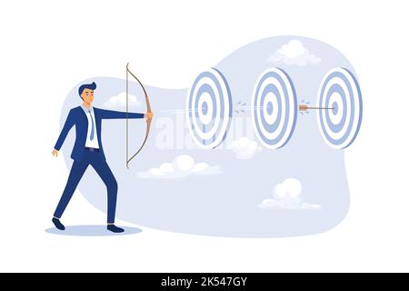 A réalisé plusieurs tâches avec une seule action, un avantage commercial ou une efficacité pour réussir et atteindre de nombreux objectifs avec un petit effort, homme d'affaires intelligent Illustration de Vecteur