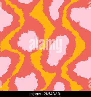 Motif sans couture dessiné à la main avec formes abstraites géométriques dans des couleurs rouge orange jaune. Fond moderne du milieu du siècle pour l'impression de tissu papier peint papier d'emballage. Design fluide moderne et tendance Banque D'Images