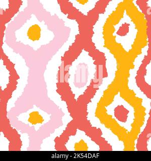 Motif sans couture dessiné à la main avec formes abstraites géométriques dans des couleurs rouge orange jaune. Fond moderne du milieu du siècle pour l'impression de tissu papier peint papier d'emballage. Design fluide moderne et tendance Banque D'Images