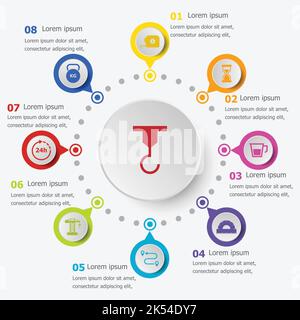 Modèle d'infographie avec icônes de mesure, vecteur de stock Illustration de Vecteur