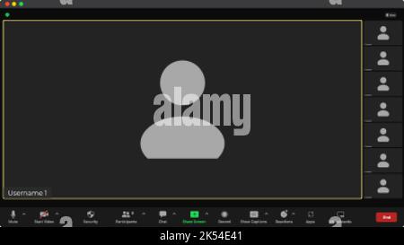 Superposition de la fenêtre appels vidéo conférence. Superposition de la fenêtre appels vidéo. Superposition de la fenêtre de visioconférence. Concept de médias sociaux distants. Utilisateur parlant Illustration de Vecteur