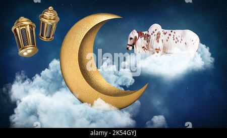EID-Al-Adha Mubarak- Islamic eid vacances contexte carte de vœux Eid al Adha. Animal à sacrifier pour musulman eid ul adha Banque D'Images