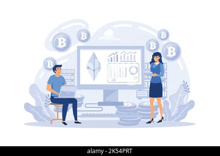 Échanges de crypto, finance décentralisée, matériel portefeuille froid métaphore ensemble. Defi finance et technologie blockchain, Internet transac anonyme Illustration de Vecteur