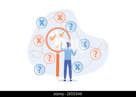 Réalisation des objectifs. Trouver les bonnes solutions. Gestion des idées réussie jusqu'à l'objectif. Ambition. Diagramme de chemin vers la cible. Aspiration à Illustration de Vecteur