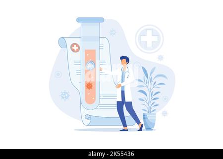 Services de diagnostic en laboratoire. Outils médicaux. Illustration vectorielle colorée de style plat pour la publicité du centre de diagnostic clinique ou du laboratoire. Illustration de Vecteur