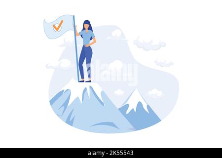 Réalisation des objectifs. Trouver les bonnes solutions. Gestion des idées réussie jusqu'à l'objectif. Ambition. Diagramme de chemin vers la cible. Aspiration à Illustration de Vecteur