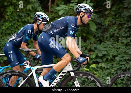 Alejandro Valverde Belmonte, équipe Movistar pendant Tre Valli Varesine, cyclisme de rue à Busto Arsizio/Varese, Italie, 04 octobre 2022 Banque D'Images