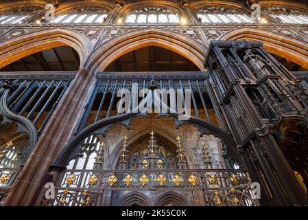 Détails architecturaux à la cathédrale de Manchester, ville de Manchester, Angleterre. Banque D'Images