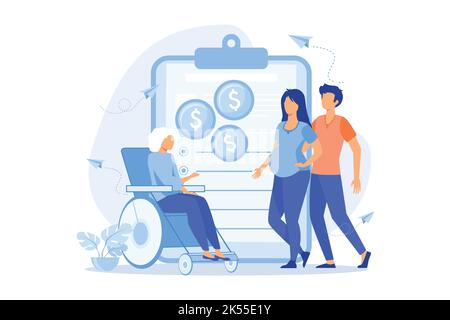 Congé sur des questions sociales, code du travail, congé spécial, absence de travail, femme enceinte, Famille avec enfants, soins de maladie, vacances payées Vecto plat Illustration de Vecteur