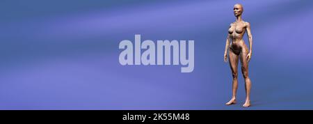 Robot android femelle. Rendu 3D haute résolution extrêmement détaillé et réaliste Banque D'Images