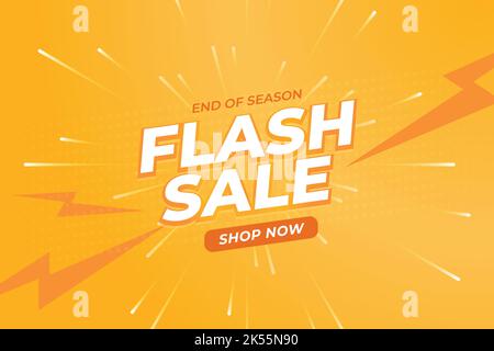 Affiche ou bannière Flash sale Shopping avec icône Flash et texte 3D sur fond jaune. Modèle de bannière Flash Sales pour les réseaux sociaux et les sites Web Illustration de Vecteur
