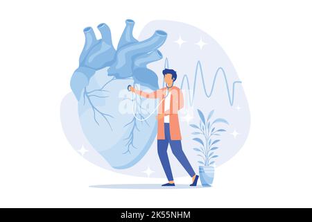 Test rapide d'évaluation de la perte de dépistage auditif, dépistage des problèmes d'oreille, diagnostic, signal sonore, détection d'incapacité, audiologiste plat design moderne ill Illustration de Vecteur