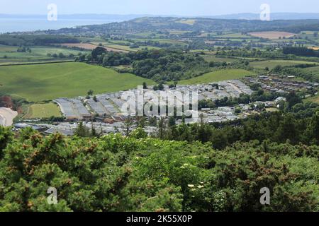 Ladram Bay Holiday Park - concept pour les séjours ou staycations locaux du Royaume-Uni Banque D'Images