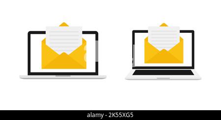 Enveloppe de message dans votre ordinateur portable Illustration de Vecteur