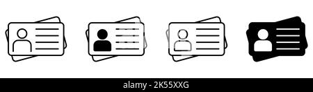 Jeu d'icônes de document de carte d'identité Illustration de Vecteur