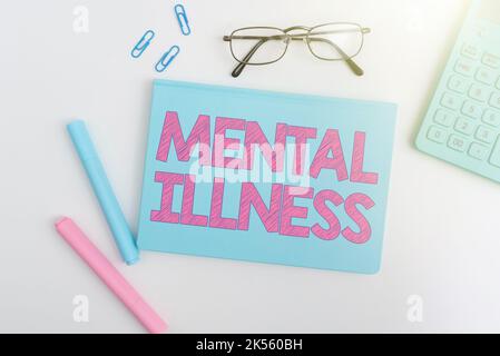 Texte d'écriture maladie mentale, mot pour la condition de la personne tenir compte de leur bien-être psychologique Banque D'Images