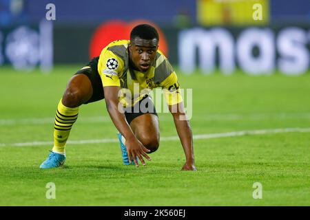 Séville, Espagne. 05 octobre 2022, Youssoufa Moukoko de Borussia Dortmund lors du match de la Ligue des champions de l'UEFA entre le FC Séville et Borussia Dortmund, Groupe G, a joué au stade Sanchez Pizjuan sur 05 octobre 2022 à Séville, en Espagne. (Photo par Antonio Pozo / PRESSIN) Banque D'Images