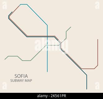 Carte vectorielle du métro de la ville de Sofia en couleur Illustration de Vecteur