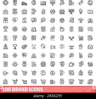 ensemble de 100 icônes de marque.Illustration de 100 symboles de marque ensemble de vecteurs isolé sur fond blanc Illustration de Vecteur