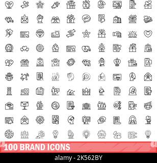 ensemble de 100 icônes de marque.Illustration de 100 symboles de marque ensemble de vecteurs isolé sur fond blanc Illustration de Vecteur