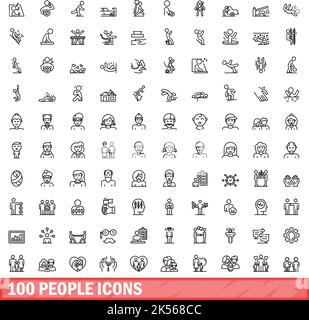 ensemble de 100 icônes de personnes.Illustration de 100 icônes de personnes ensemble de vecteurs isolé sur fond blanc Illustration de Vecteur