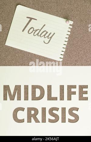 Texte montrant l'inspiration crise de milieu de vie, photo conceptuelle technique de développement de logiciel décomposant une application Banque D'Images