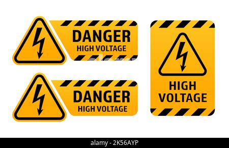 Signes de haute tension. Danger d'électricité. Symboles de vecteur de danger isolés sur fond blanc EPS 10 Illustration de Vecteur