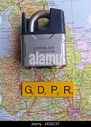 GDPR - lois britanniques sur la protection des données et de la personne, pour l'Angleterre, l'Écosse, le pays de Galles et ni. Assurer la sécurité de nos données Banque D'Images