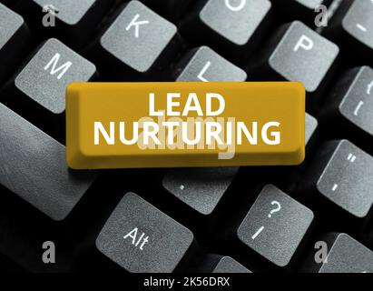 Texte montrant inspiration Lead nuring, concept signifiant méthode de construire une relation avec des clients potentiels Banque D'Images