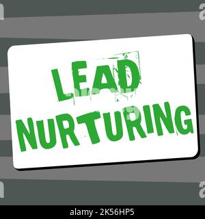 Texte montrant inspiration Lead nuring, méthode d'idée d'entreprise pour établir une relation avec des clients potentiels Banque D'Images