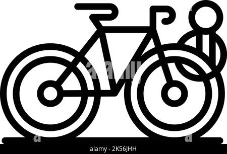 Vecteur de contour de l'icône de stationnement filaire de vélo. Parc. Support de station Illustration de Vecteur