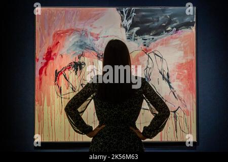 Londres, Royaume-Uni. 6th octobre 2022. Tracey Emin, comme un nuage de sang (2022, estimation: £500 000-700 000) - The 20th/21st Century: London Evening sale at Christies London. Il présente des maîtres britanniques et européens aux côtés d'artistes contemporains internationaux. Crédit : Guy Bell/Alay Live News Banque D'Images