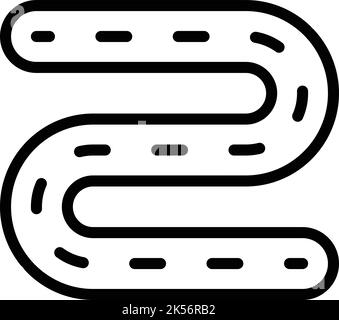 Cartographier le vecteur de contour de l'icône de circuit. Finition de la piste. Route de voiture Illustration de Vecteur